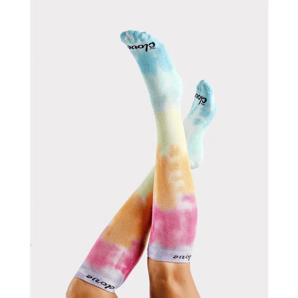 Clove Shoes Knee High Compression Socks Rainbow Tie Dye NEW Small